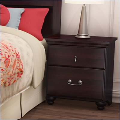 South Shore Dover Traditional 2 Drawer Nightstand in Dark Mahogany Finish