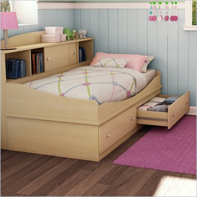 South Shore Drew Twin Mates 39" Bed in Natural Maple Finish