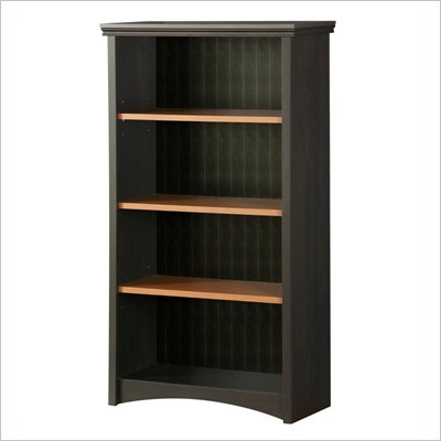 South Shore Gascony Collection 58"H 4 Shelf Standard Wood Bookcase in Ebony
