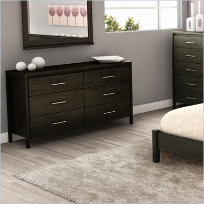 South Shore Gravity 6 Drawer Double Dresser in Ebony Finish