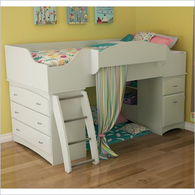 South Shore Imagine Twin Loft Bed in Pure White