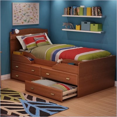 South Shore Imagine Kids Twin Captain's Bed in Morgan Cherry Finish