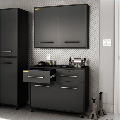 South Shore Karbon Base and Wall Storage Cabinets in Pure Black and Charcoal