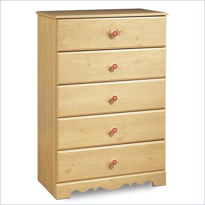 South Shore Lily Rose Kids 5 Drawer Chest in Romantic Pine Finish