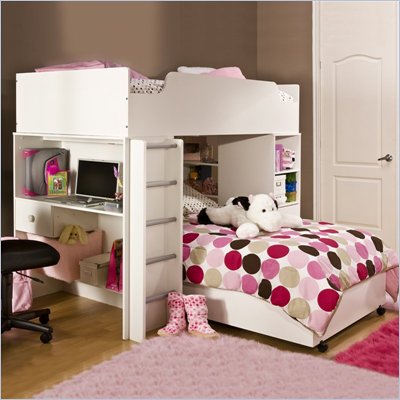 Wood Bunk Beds Twin  Twin on Logik L Shaped Twin Over Twin Wood Loft Bunk Bed In Pure White Finish