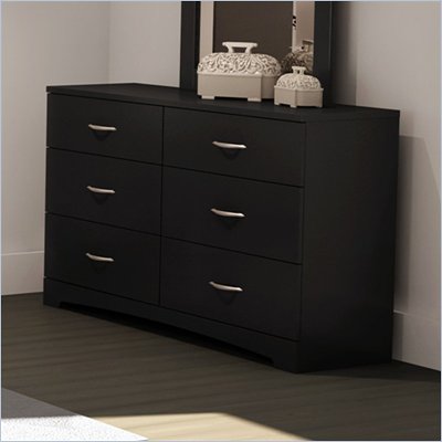 South Shore Maddox 6 Drawer Double Dresser in Pure Black