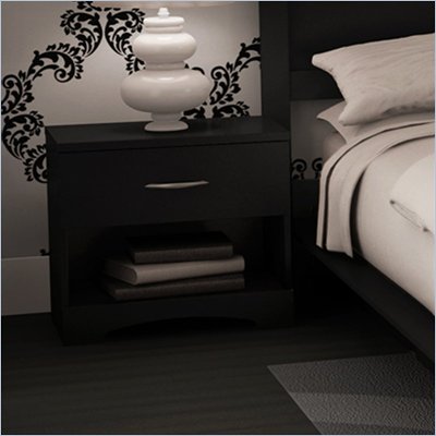 South Shore Maddox Contemporary Nightstand in Pure Black Finish