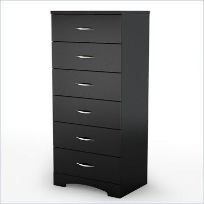 South Shore Maddox Single 6 Drawer Lingerie Chest in Black Finish