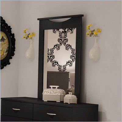South Shore Maddox Contemporary Vertical Rectangular Mirror in Pure Black Finish