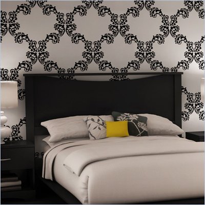 South Shore Maddox Contemporary Full / Queen Wood Panel Headboard in Black Finish
