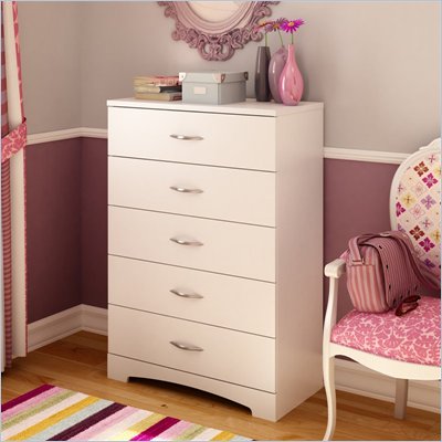 South Shore Maddox 5 Drawer Chest in Pure White Finish