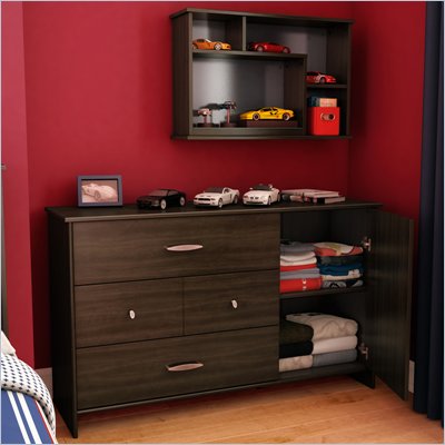 South Shore McLaren 3 Drawer Single Dresser in Mocha