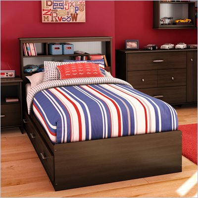 South Shore McLaren Twin Bookcase Bed in Mocha