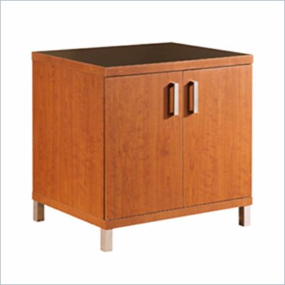 South Shore Metropole 2 Shelf Wood Credenza in Cherry and Black Finish
