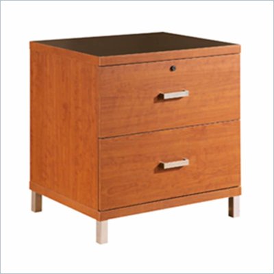 South Shore Metropole 2 Drawer Lateral File Cabinet in Cherry and Black Finish
