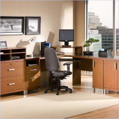 Shaped Corner Computer Desk on Metropole Contemporary L Shape Corner Computer Desk In Autumn Cherry