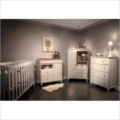 South Shore Moonlight Crib and Chest Set in Pure White