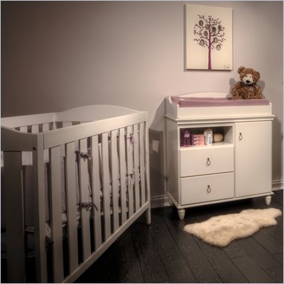 South Shore Moonlight Crib and Changing Table Set in Pure White