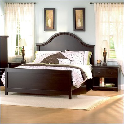 South Shore Mountain Lodge Queen Wood Panel Bed 3 Piece Bedroom Set in Ebony