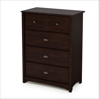 South Shore Nathan 4 Drawer Tall Chest in Havana Finish