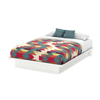 South Shore Newbury Modern Platform Bed Frame Only in White Finish