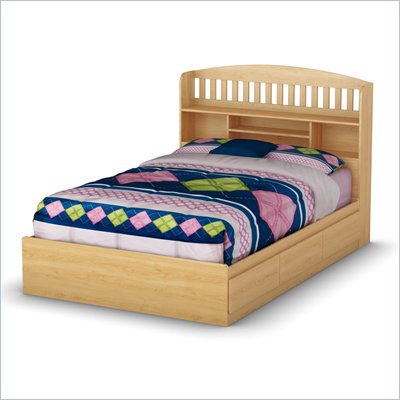 South Shore Newton Collection Full Bookcase Headboard in Natural Maple