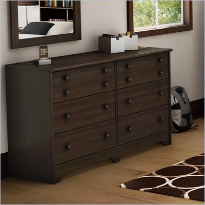 South Shore Newton 6 Drawer Shaker Style Dresser in Moka Finish