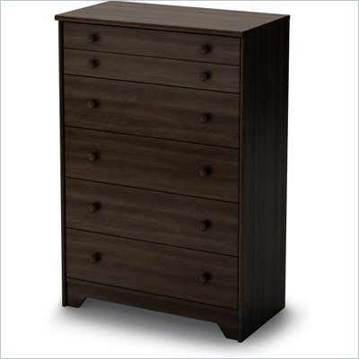 South Shore Newton 5 Drawer Shaker Style Chest in Moka Finish