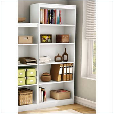 South Shore 5 Shelf Bookcase in Pure White