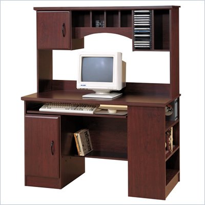 South Shore Park Wood Computer Desk with Hutch in Cherry