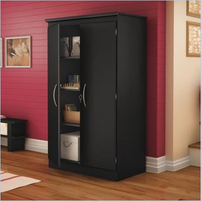 South Shore Park 2 Door Storage Cabinet in Solid Black Finish
