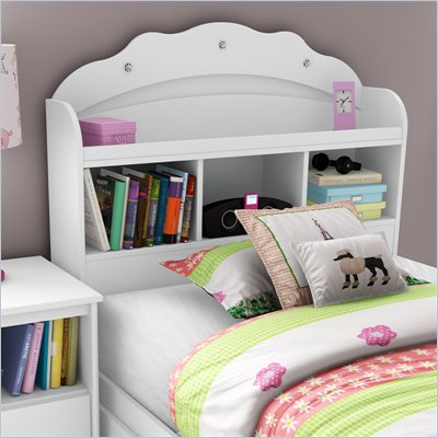 South Shore Sabrina Twin Bookcase Headboard in Pure White