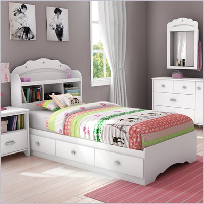 South Shore Sabrina Twin Bookcase Bed in Pure White