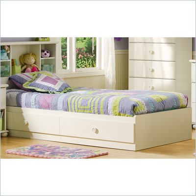 Wooden  Frames on Sand Castle Twin Mates Storage Bed Frame Only In Pure White Finish