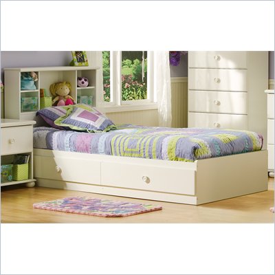 South Shore Sand Castle Twin Bookcase Bed Set in Pure White Finish