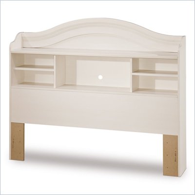 South Shore Summer Breeze Full Bookcase Headboard in Fresh White Wash Finish