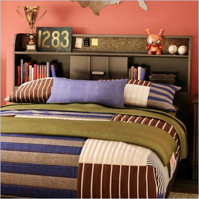 South Shore Terra Full Bookcase Headboard in Chocolate Finish