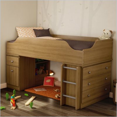 South Shore Treehouse Twin Loft Bed in Harvest Maple