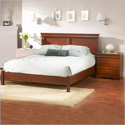 South Shore Vintage Classic Cherry Queen Wood Platform Bed 3 Piece Bedroom Set