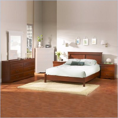 South Shore Bedroom Furniture on South Shore Vintage Cherry Queen Wood Platform Bed 4 Piece Bedroom Set