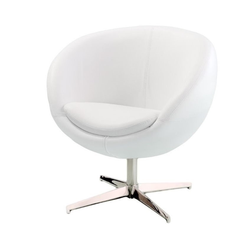 Bowery Hill Leather Egg Chair in White  eBay