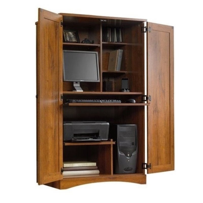 Bowery Hill Computer Armoire in Abbey Oak