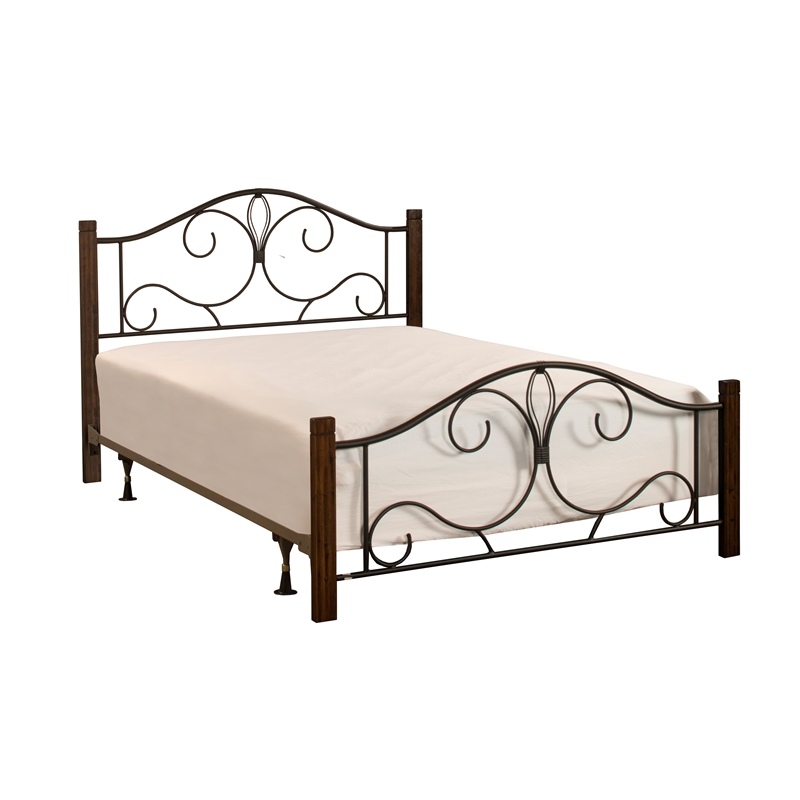 Gage Traditional Queen Sleigh Bed Wood Frame Rich Brown Cherry Finish