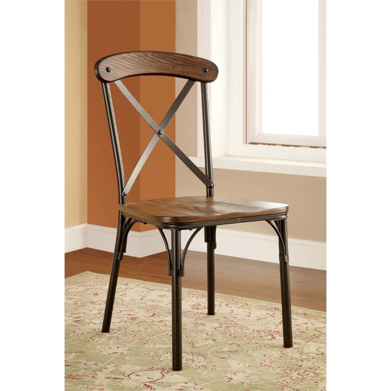 Bowery Hill Industrial Metal Dining Chair in Bronze (Set of 2)