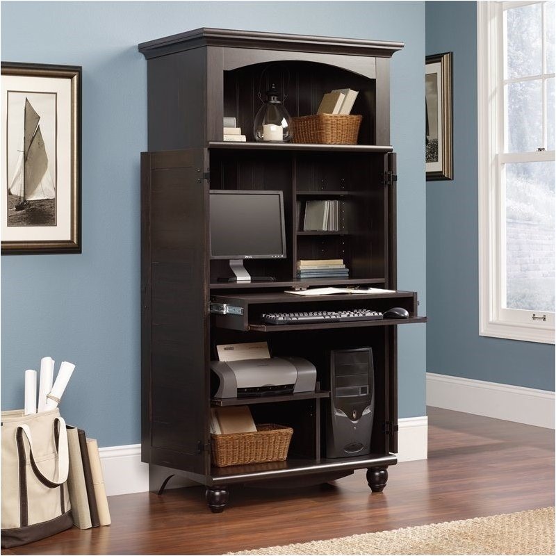 Pemberly Row Computer Armoire in Antiqued Paint