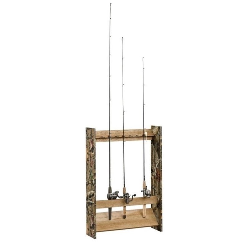 Pemberly Row Fishing Rod Rack In Scribed Oak