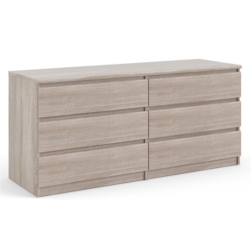 Pemberly Row Contemporary Wood Mahogany 6 Drawer Double Dresser