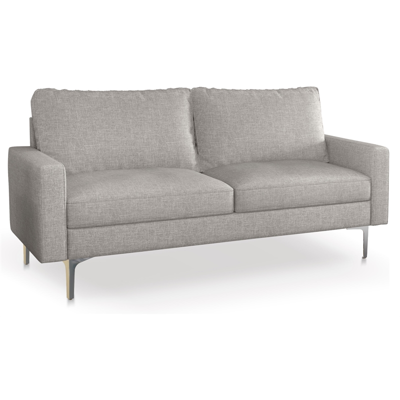 Pemberly Row 70" Square Arm Modern Linen Fabric Sofa in Beige | Homesquare
