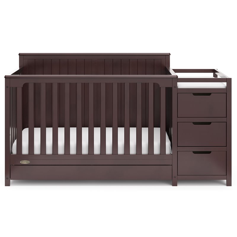 Stork Craft USA Graco Hadley Wood 4 in 1 Convertible Crib Changer in Espresso Homesquare