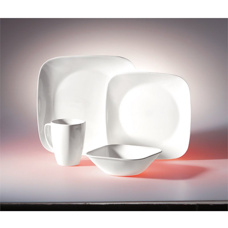 Corelle Square 16 Piece Dinnerware Set in Pure White | eBay